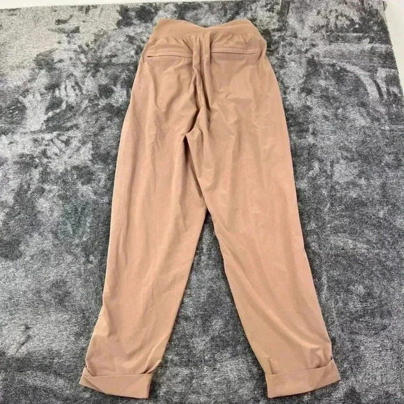 Athleta High-Rise Cardiff Pants Cuffed Pleated Belted Women's 10 Brown Pockets - Picture 9 of 12